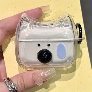TEMU 귀여운 만화 강아지 헤드폰 케이스, 3D 코 땀 디자인, 투명 하드 플라스틱, AirPods 1/2/3/4 및 AirPods Pro 2와 호환, 귀여운 키체인 액세서리|헤드폰|케이스