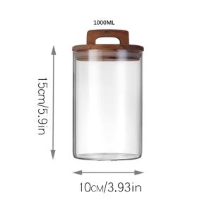TEMU 750/1000/1250/1400ml 손잡이가 있는 유리 보관용기, 밀폐 유리 저장용기, 커피콩, 사탕, 스낵, 누룽지, 차 보관 도구, 주방 공간 절약용품