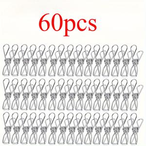 TEMU 30/60팩 스테인리스 스틸 빨래집게 - 내구성 강한 방청 메탈 클립, 안전한 스프링 그립, 세련된 꼬임 와이어 디자인, 세탁실, 주방, 욕실, 야외 빨랫줄 및 홈 데코용, 세탁 액세서리, 주방 액세서리, 매끄러운 금속 마감, 부식 방지 소재