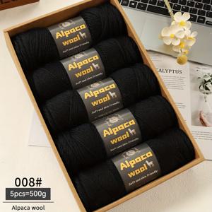 TEMU 5개의 매력적인 엘프 알파카 블렌드 원사 팩, 500g, 뜨개질 및 크로셰를 위한 다색 특수 원사, 부드러운 피부 친화적인 원사, 스웨터, 스카프, 모자, 장갑 및 따뜻한 액세서리를 위한 팩당 5개의 공 포함