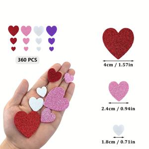 TEMU 360개 Assorted 하트 모양 콘페티, 자체 접착 폼 하트, 스파클 글리터 디자인 DIY 공예, 카드, , 어머니의 날, 생일, 결혼식, 브리드쇼, 남성, 졸업, 카니발 - 다목적 축제 장식 용품
