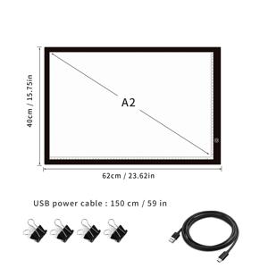 TEMU LED 드로잉 라이트 박스, 더블 라이트 바, 높은 밝기, 하프톤 없음, 페인팅, USB 전원 공급, 조절 가능한 밝기, 눈 보호 기술, 터치 작동, 다기능 드로잉 라이트 보드, 타투, 스트리밍, 스케치, 애니메이션, 템플릿 드로잉 (클램프 세트 포함, 크기: A2/A3/A4), 아크릴로 제작