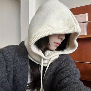 TEMU 여성용 후드 발라클라바 비니 - 겨울용 따뜻한 신축성 넥 게이터, 조절 가능한 끈이 있는 핸드워시 가능 아웃도어 스키 헤드웨어, 하이킹 및 스키 액세서리, 부드러운 소재의 후디 겨울 모자
