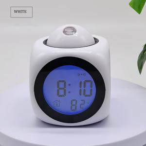 TEMU 1개 현대적인 검정색 프로젝션 알람 시계, 음성 차임 - 회전, 섭씨/화씨 온도 표시, 12/24 형식, USB 및 배터리 구동 (배터리 미포함) - 침실, 거실, TV 스탠드에 이상적, 귀여운 알람 시계