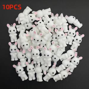 TEMU 10pcs 귀여운 플러시 토끼 매력, DIY 보석 만들기용 미니 숲 동물 레진 펜던트, 패션 동물 테마 열쇠고리 귀걸이 액세서리 키트|귀걸이