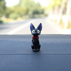 TEMU 미니 고양이 장식품 1개 - 보라색 귀와 빨간 리본 넥타이의 검은 고양이, 크리스마스 이스터 추수감사절 장식, 전기 필요 없는 차량 대시보드 및 집 데스크탑 장식