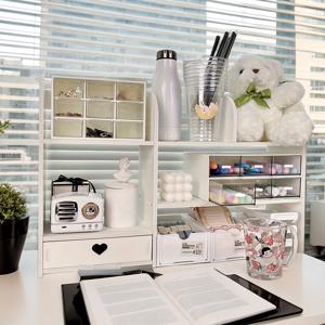 TEMU 1pc 목재 다단 데스크 정리함 - 사무실, 학교, 침실 책, 문구, 용품을 위한 수납 선반용 서랍이 있는 책상 정리함.