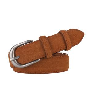 TEMU 여성용 정품 가죽 벨트, 메탈 핀 버클, 2.5cm 두꺼운 이중층 소가죽, 청바지용 패션 벨트