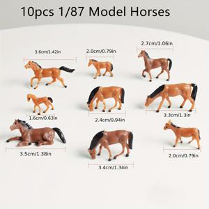 TEMU 1/87 스케일 모델 동물 인형 - 모델 기차 장면용 10개 미니어처 말 및 젖소 세트, 세부적인 ABS 소재, 무작위 색상 및 스타일, 성인 호비스트 및 수집가