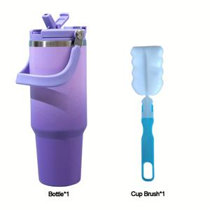 TEMU 1pc 900ML/30o 스테인레스 스틸 그라디언트 보온 보냉 스포츠 물병, 손잡이 및 빨대, 누출 방지 뚜껑, 뜨거운 물과 차를 유지하는 남성과 여성을 위한 학교 여행 컵|트래블보틀