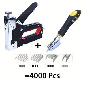 TEMU 4000개의 나일과 함께 4 in 1 헤비 듀티 스틸 나일 건, 조절 가능한 스테이플러 건, 수동 작동, 나일 풀러 도구 키트, 목재, 가구, 목공, DIY 홈 장식 - 배터리 필요 없음|네일|DIY