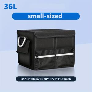 TEMU BESPER 3-in-1 접이식 자동차 트렁크 보관 정리함, 강화된 손잡이, 반사 줄무늬, 잠금 디자인 및 여행 및 야외용품을 위한 측면 포켓이 있는 나일론 먼지 방지 상자