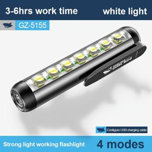 TEMU 1개 미소 상어 COB LED 손전등, 자석이 달린 미니 펜라이트, USB 충전식, 휴대용, 4모드, 150-350 루멘, 0-200m 범위, ABS 재질, 충전 케이블 포함, 야외 캠핑 및 야간 독서용