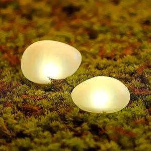 TEMU 2-팩 태양열 조약돌 조명, 4개의 LED 경로 조명, 유리 계란 모양의 실외 계단 조명, 반 매립형, 저전압, 조도 센서 제어, 에너지 효율적인 정원 조경 장식, 산책로, 수영장, 결혼식 및 축제용