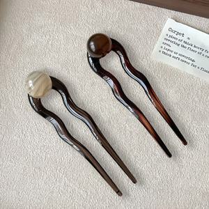 TEMU 2pcs 우아한 중국 스타일 U자형 헤어핀 젤리 비즈 포함 - 다용도 레트로 헤어 클립 웨딩 번 스타일링 및 일상 착용용