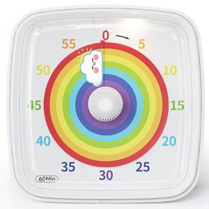 TEMU 윤바오트 시각 타이머, 야간 조명, 60분 카운트다운, 선택적 알람 모드, 무지개 화이트 - 학교, 가정 및 사무실 사용에 이상적, 요리용 타이머