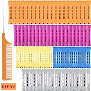 TEMU 100pcs 퍼머 로드, DIY 컬링 도구 자연적인 머리 컬링 아이언 5 사이즈 콜드 웨이 스틱 여성 컬링 아이언 미디엄 롱 헤어 스타일링 DIY 헤어드레싱 도구 여성용 (20오렌지 + 20보라 + 20그레이 + 20블루 + 20옐로우)