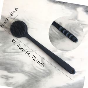 TEMU 긴 손잡이가 있는 부드러운 실리콘 마사지 양면 목욕 브러시 - 깊은 클렌징과 스킨 케어를 위한 부드러운 등 스크러버, 배터리 필요 없음, 파티 및 생일 선물에 적합|수세미