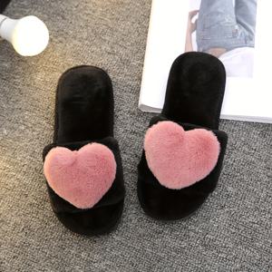 TEMU 하트 장식이 있는 아늑한 여성용 겨울 플러시 슬리퍼 - 편안하고 스타일리시한 따뜻한, 부드러운 실내화