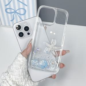 TEMU 투명 아크릴 대형 구멍 수제 접착제 드롭 J 글리터 껍질 2 in 1 휴대폰 케이스 Iphone11 12 13 14 15PROMAX에 적합