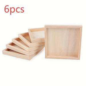 TEMU 공예, DIY 페인팅 및 예술 프로젝트용 6개 나무 팔레트 세트 - 다용도 디스플레이 및 창작 도구