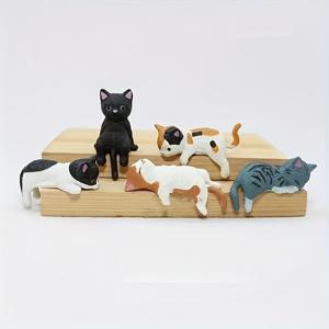 TEMU 5개 꾸미고 싶은 고양이 PVC 미니어처 만화 고양이 대시보드 매력 차량, 컵 홀더 및 컴퓨터 가장자리에 대한 사랑스러운 자동차 액세서리