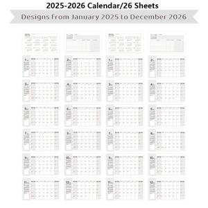 TEMU 26매 2025-2026 월간 데스크 달력, 투명 PVC 방수 개인 오거나이저, 아크릴 코일 바인딩, 체크리스트 메모장 포함, 가정, 학교, 사무실 계획용