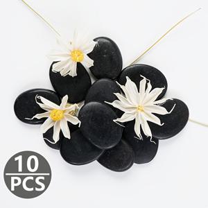 TEMU 자극 방지 블랙 오벌 에너지 스톤, 핫 컴프레스 마사지용 - 머리, 몸, 발에 이상적 - 미용실 및 가정용 마사지 도구에 완벽