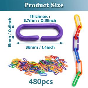 TEMU 120/240/480pcs C-클립 체인 - 설탕 글라이더, 햄스터, 파로트 및 소형 애완동물용 플라스틱 스윙 등반 케이지 장난감