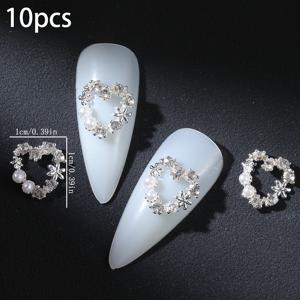 TEMU 2025 10개 발렌타인데이 심플 실버리 러브 리스 3D 합금 핸드, 풋, 네일 케어용 네일 아트 장식 DIY 네일 디자인 공예품 - 네일, 신발, 옷, 가방, 휴대폰 케이스 액세서리|네일재료