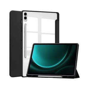 TEMU 갤럭시 탭 S6 라이트 10.4인치 & A9 플러스/S9/S9플러스/S9FE용 PU 가죽 보호 케이스 - 아크릴 창문, 연필 홀더 및 킥스탠드 기능이 있는 슬림한 블랙 디자인