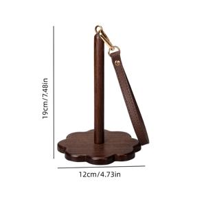 TEMU 1개 휴대용 손목 실 보관함 크로스바디 스트랩 포함, 회전식 목재 니트 & 크로셰용, 체스트넛 마감, 공예 애호가를 위한 소프트 핑크 실과 솔방울 장식, 천연 나무 디자인, 수공예 외관|뜨개실