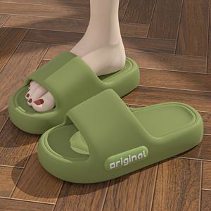 TEMU 여성용 레터 스타일 실내용 부드러운 두꺼운 밑창 슬리퍼, 발가락이 드러나는 디자인, 가벼우면서 미끄럼 방지, 커플 스타일 야외용 캐주얼 슬리퍼|슬리퍼|샌들|여성샌들
