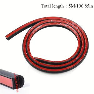 TEMU 5m EPDM 고무 자동차 도어 씰 스트립 - 소음 감소용 D형 후드 단열, 모든 모델에 적합