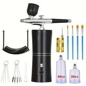 TEMU 네일 아트, 메이크업 및 페인팅을 위한 전문용 무선 에어브러시 키트 - 30 Psi 고압 충전식 에어브러시, 압축기, 0.3mm 노즐, USB 충전, 1000mAh 리튬 배터리, 폼알데하이드 프리|네일|네일아트