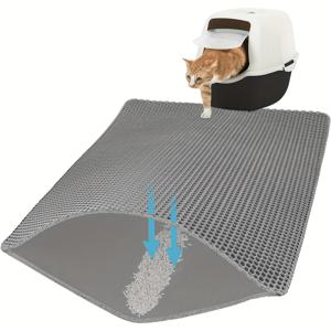 TEMU 초대형 35.5 x 24인치 EVA 고양이 모래 매트, XL 벌집 겹겹이 산란 제어, 쉬운 청소 및 세탁 가능, 방수 키티 모래 트랩 매트, 실내용 통풍 메쉬 포함