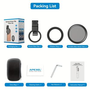 TEMU APEXEL 67mm 클립온 카메라 렌즈 필터 키트 - 향상된 사진 촬영을 위한 가변 ND & CPL 필터, 방수 기능, 완벽한 노출을 위한 조절 가능한 조명 감소, DSLR 및 스마트폰에 이상적