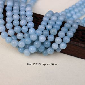 TEMU 자연적인 블루 아쿠아마린 비즈 - 6-8-10mm 원형 돌, DIY 보석 만들기용 느슨한 간격 진주 - 팔찌, 목걸이, 귀걸이용으로 이상적 - 15인치, DIY 보석 만들기 | 아쿠아마린 비즈 | 자연 돌 공예, 보석 만들기 용품