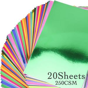 TEMU 20매 쉬트 메탈릭 카드스톡 종이 팩, 250gsm 미러 마감 호일 보드, 8.5