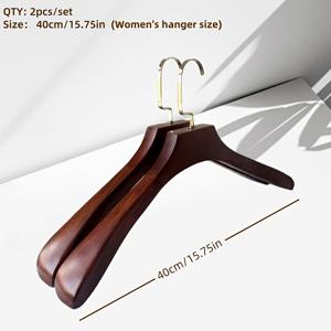 TEMU 2개 단색 우드 옷걸이, 넓은 어깨 - 미끄럼 방지, 광택 마감, 코트, 정장 및 의류용 - 가정, 소매점 및 호텔에 이상적