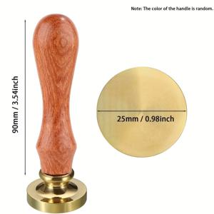 TEMU 1pc 라운드 블랭크 왁스 밀봉 스탬프, 25mm, 나무 손잡이와 분리 가능한 브론드 헤드, 파티 초대장, 편지지, 선물 포장, DIY 공예용 빈티지 미장공 밀봉|실링왁스