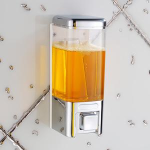 TEMU 압력형 비누 디스펜서 실버 - 500ml, 호텔 및 가정용 수동 핸드 홀더, 단일 헤드 투명 보관함 벽걸이 샴푸 샤워 젤 용기