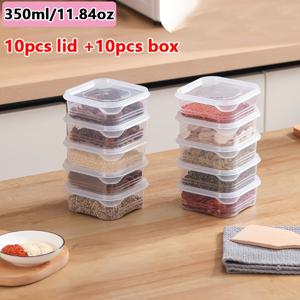 TEMU 20개 세트 (뚜껑 10개 + 상자 10개) 350ml 휴대용 야외 그릇, PP 소재 밀폐 및 방수 기능, 과일, 간식, 고기 등 냉장 보관 용기, 전자레인지 사용 가능, 주방 보관 액세서리|냉장고|전자레인지|양문형냉장고