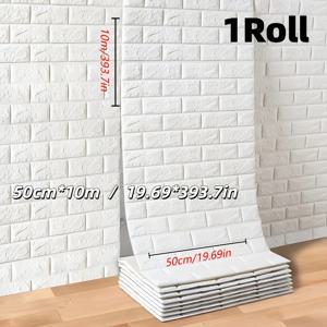 TEMU 1 롤 3D 벽돌 패턴 자체 접착 비닐 벽지, 50cm x 10/20m, 쉽게 벗겨내고 붙이기, 세척 가능한 텍스처 벽 스티커, 주방, 거실, 욕실, 복도, 튼튼한 유럽 가정용 장식, DIY 리노베이션, 침실 및 거실용 쉽게 자르고 붙이는 벽지