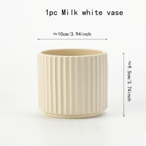 TEMU 1 우아한 화이트 세라믹 화분 - 노르딕 디자인, 가벼우면서 다용도 실내/외부 사용, 난초, 튤립, 다육식물에 이상적 - 지름 10cm, 골지 질감, 배수구 포함