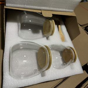 TEMU 설탕 통 3개, 대나무 뚜껑 및 숟가락 포함, 커피 바 액세서리, 커피 통, 주방 양념 통, 차 통, 주방 가정 도구에 적합