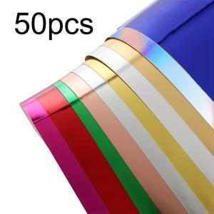 TEMU 50장의 생동감 넘치는 메탈릭 A5 카드스톡 종이 - 다양한 색상, 거울 반사 마감, 250gsm 카드 만들기, 스크랩북 및 DIY 공예용, 카드 제작 용품
