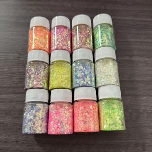 TEMU 빛나는 세퀸 플레이크 에폭시 수지 글리터, 육각형 반짝이는 어둠 속에서 빛나는 안료, DIY 쥬얼리 만들기, 수지 공예 및 실리콘 몰드 장식용