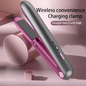 TEMU 2-in-1 USB 충전 무선 헤어 스트레이트너 휴대용 무선 헤어 스트레이트너 세라믹 미니 여행용 헤어 스트레이트너 컬링 아이언, 온도 조절 3단계 및 빠른 모드, 가정 및 선물용으로 적합