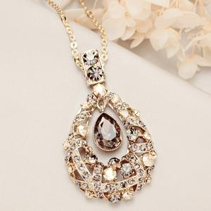 TEMU 1pc 우아한 스타일 티타늄 스틸 긴 펜던트 목걸이, 라인스톤 장식, 일상 및 선물 행사용 - 모든 계절에 적합